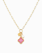 MOP Clover Triple Charm Necklace: White