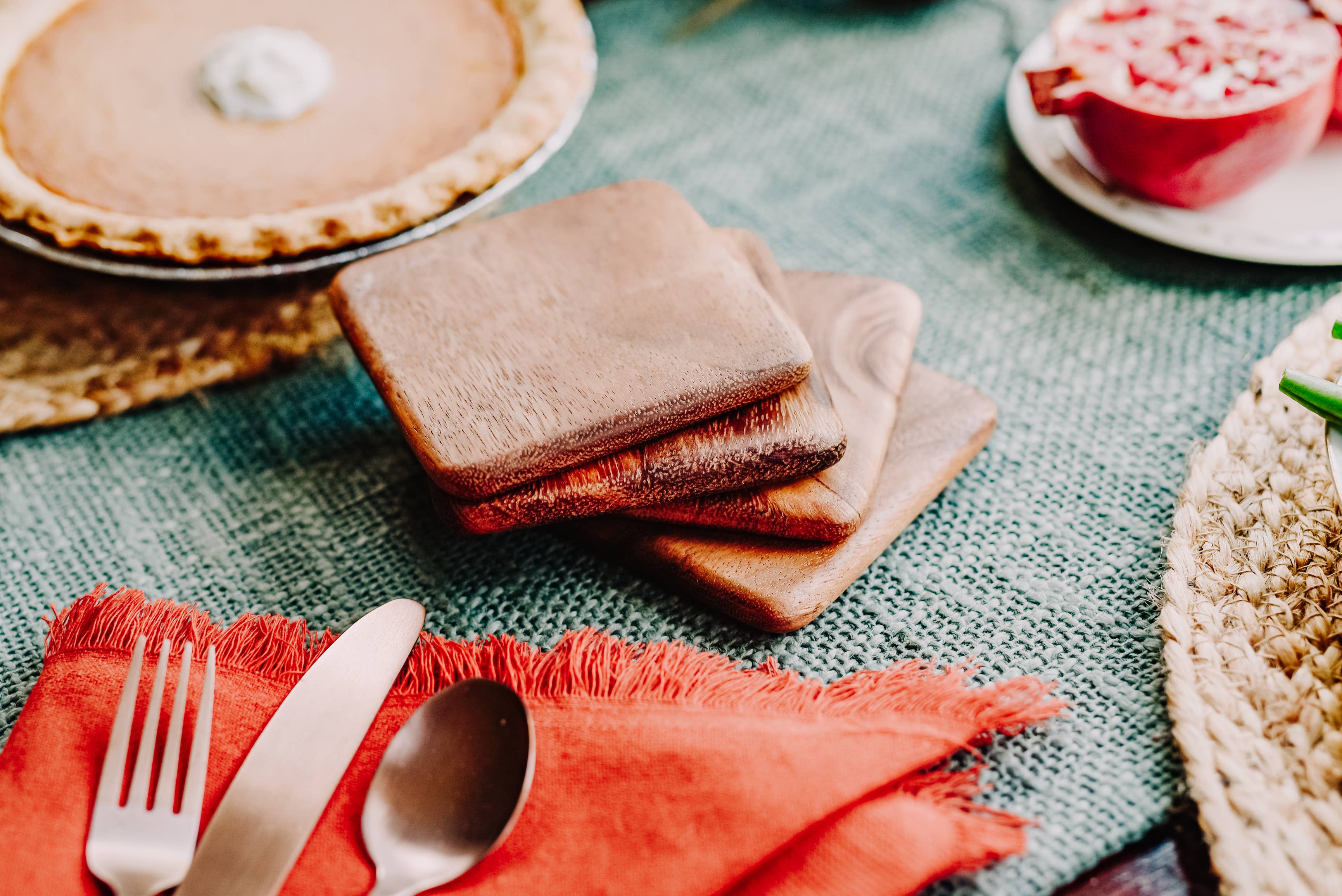 US State Map Coasters - Walnut Wood Coasters - Set of 4: Standard Grain