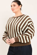 BROWN/IVORY A sweater knit top