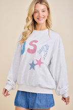USA Patchwork Star Graphic Sweatshirt: NAVY