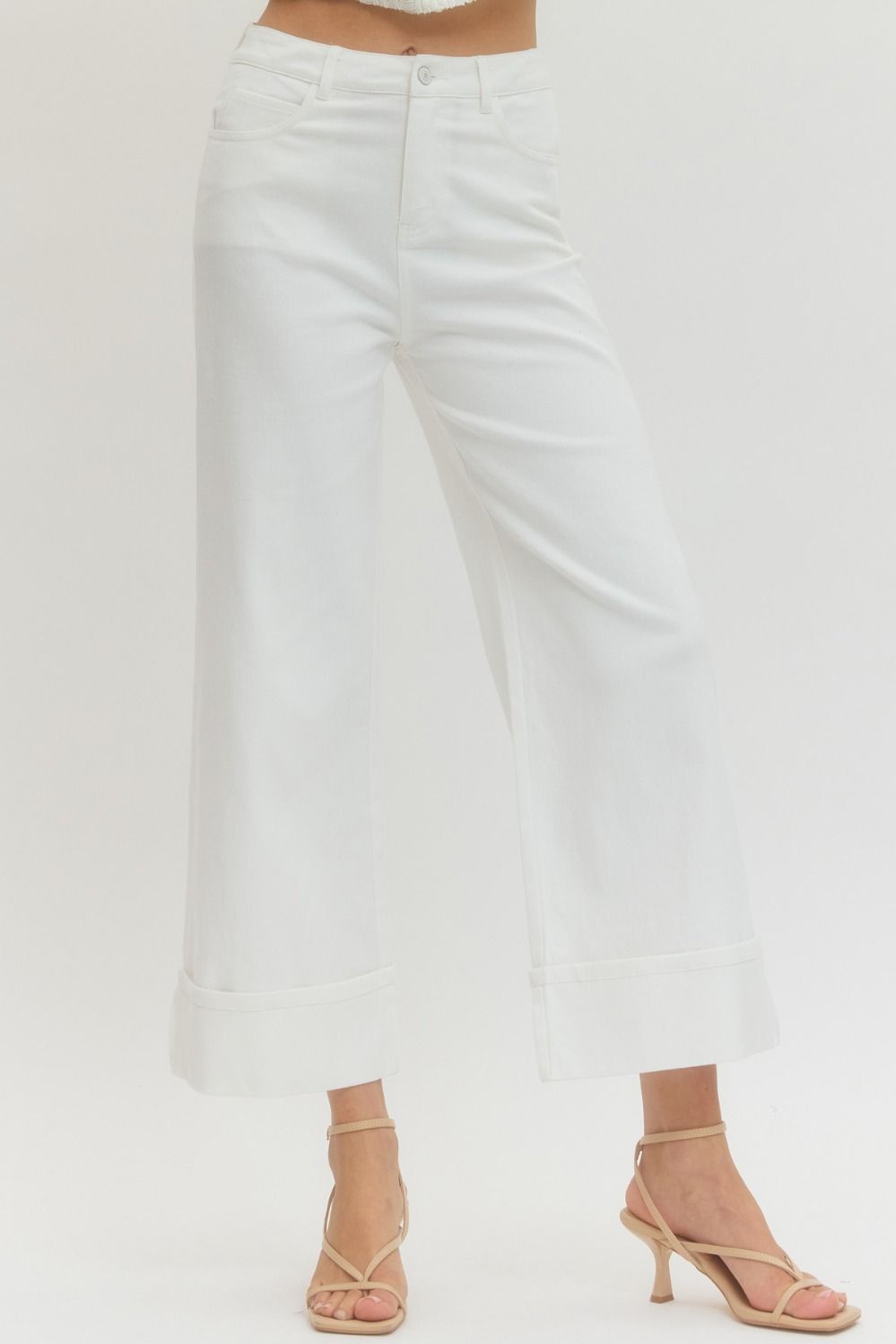 Off White Ankle Pants with Cuff