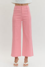 Pink Wide Leg HR Pant W/Front Seam