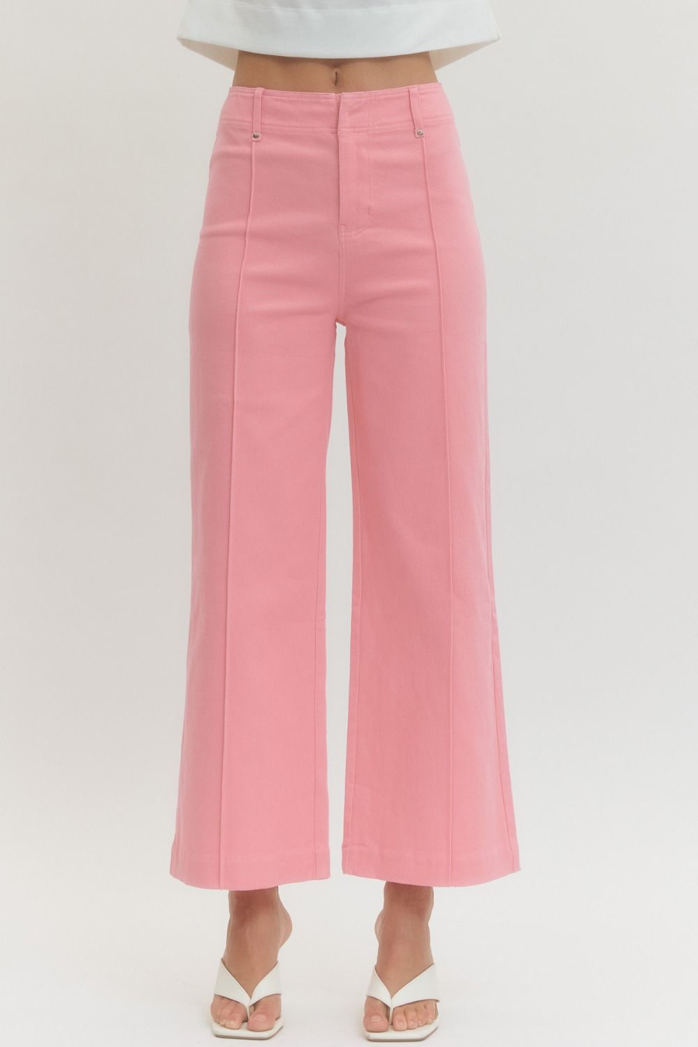 Pink Wide Leg HR Pant W/Front Seam