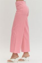 Pink Wide Leg HR Pant W/Front Seam