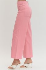 Pink Wide Leg HR Pant W/Front Seam