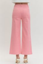Pink Wide Leg HR Pant W/Front Seam