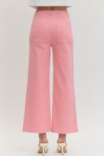 Pink Wide Leg HR Pant W/Front Seam