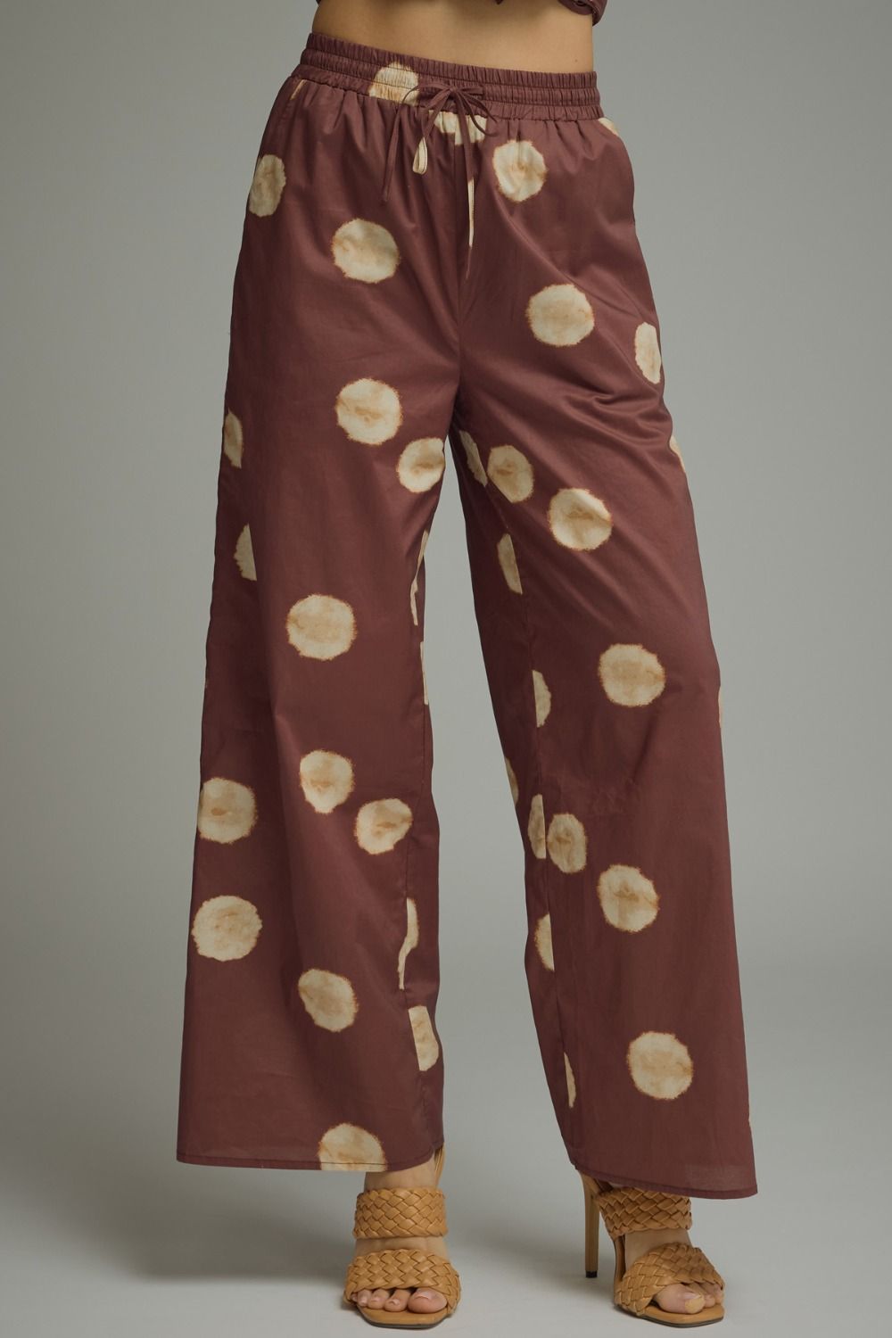 Brown Polka Dot Wide Leg Pants