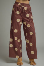Brown Polka Dot Wide Leg Pants