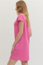 Pink Mock Neck Knit Dress