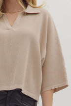 STONE DOLMAN SLEEVE SWEATER WITH COLLAR