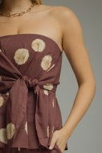 Brown Polka Dot Strapeless Top