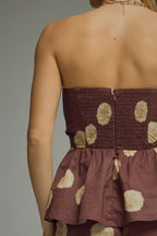 Brown Polka Dot Strapeless Top