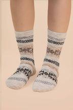 Aztec Graphic Cozy Crew Socks: HEATHER GREY