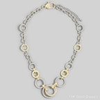 Gold Dipped Two-Tone Rope & Circle Link Chain Necklace: TWOTONE