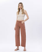 HIGH RISE TWIST BARREL JEANS: COPPER /Flying monkey