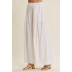 Off White Elongating Wide-Leg Elastic Cotton Pleated Flare Pants