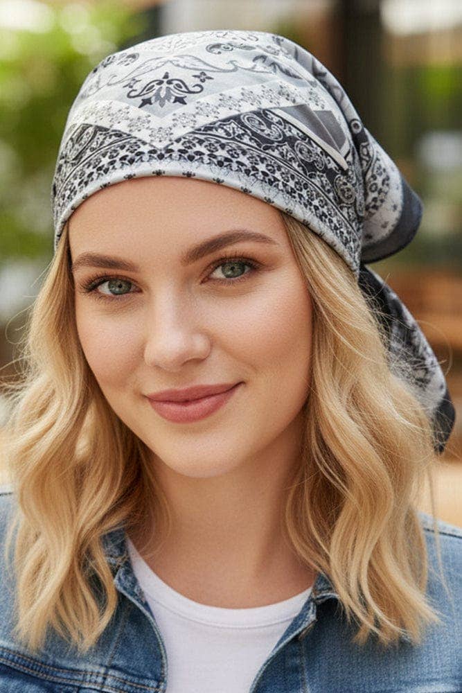 Paisley and Arabesque Oriental Print Bandana: Brown