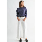 DUSTY BLUE Knit Drop Shoulder Loose Fit Top