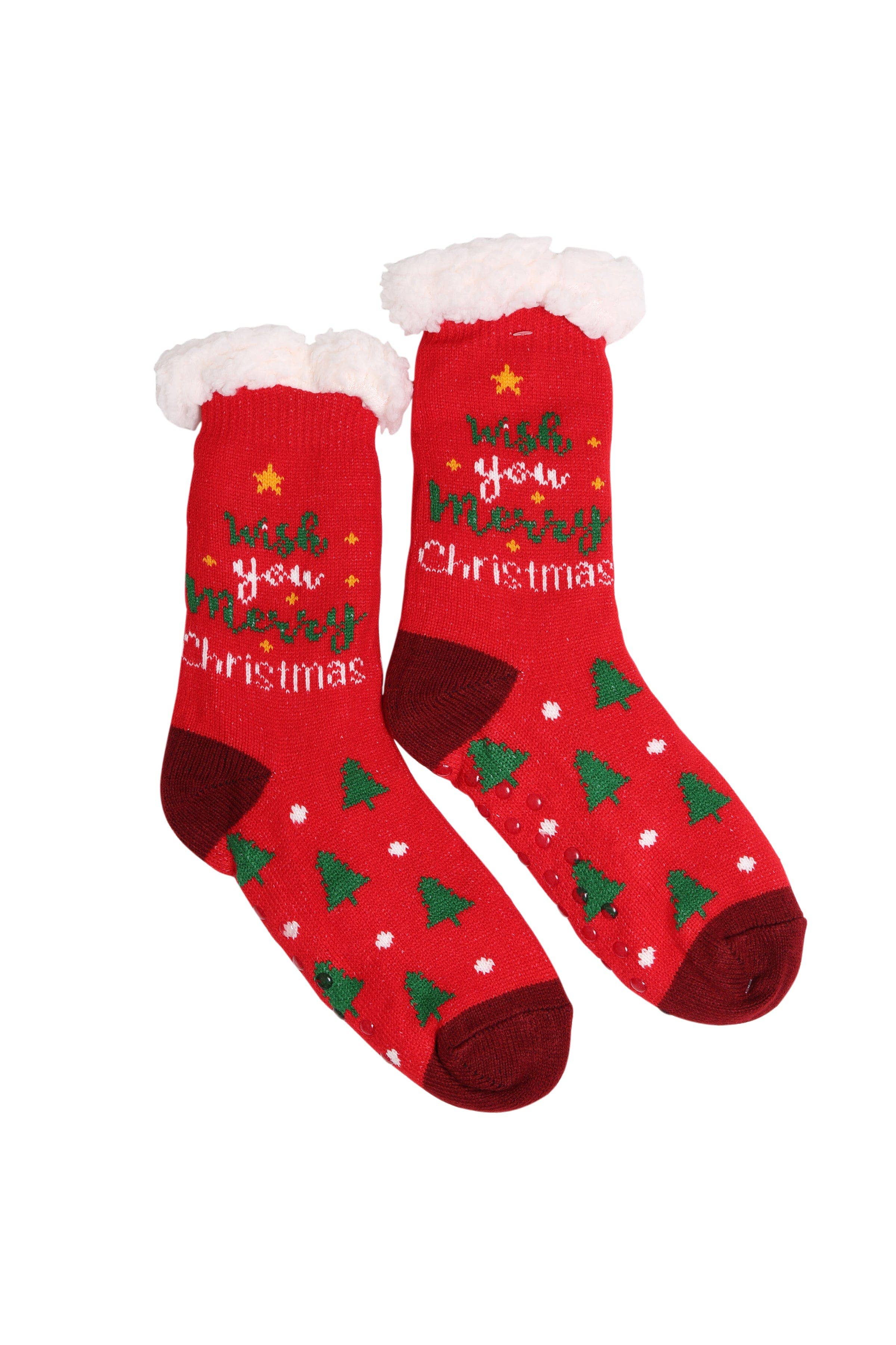 Assorted Christmas Grip Sherpa Socks