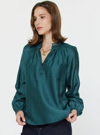 TEAL Long Sleeve Blouse w/Special Binding
