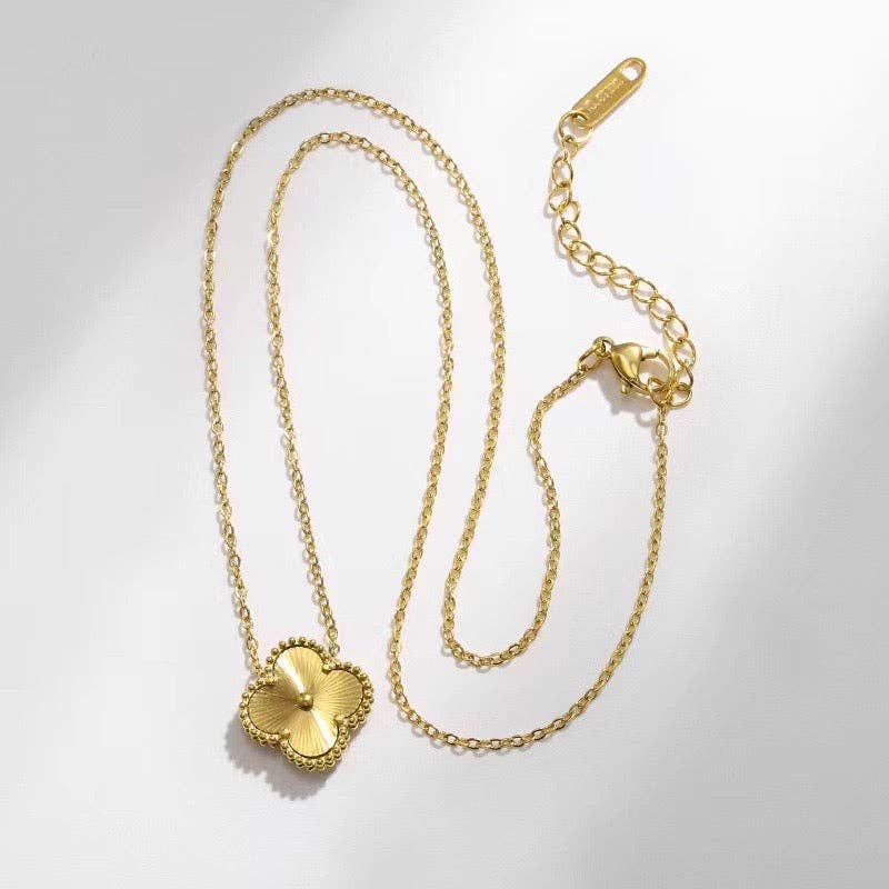 Floral Charm 18K Gold Dip Stainless Steel Necklace: White / One / B4JN001