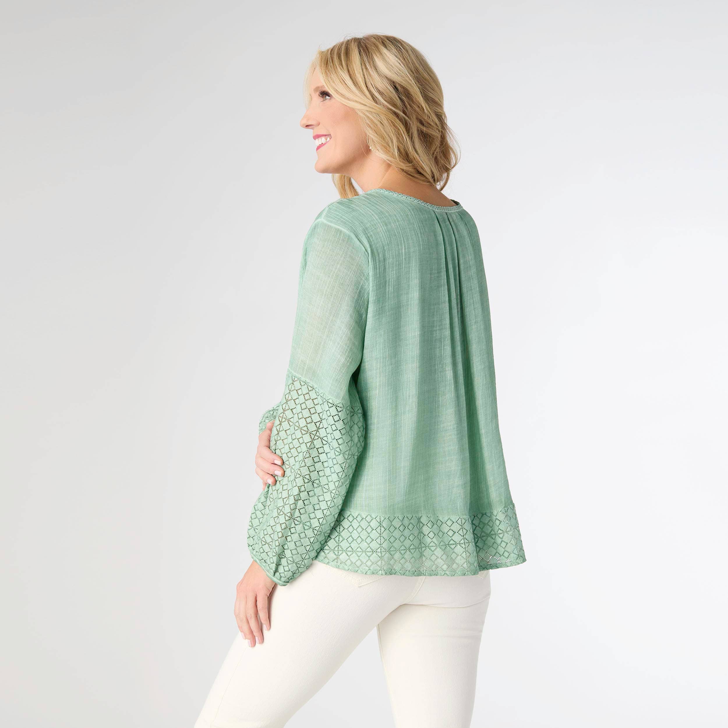 Ella Relaxed Long Sleeve Top: Dusty Green