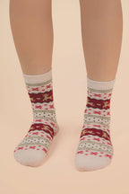 Christmas Graphic Crew Socks: OATMEAL