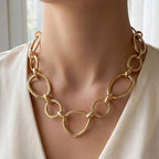 GOLD Mixed Large Hoop Chain Statement Necklace