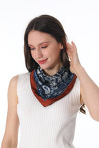TEAL Vintage Paisley Satin Square Scarf Multi-use Neck Bandana