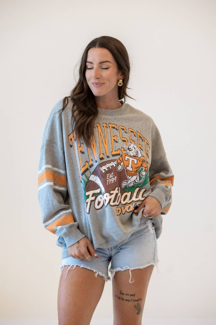 HEATHER GREY Tennessee Langford Multimedia OS Fleece Crew