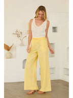 Yellow/White Stripe Double Waist Wide-Leg Pants