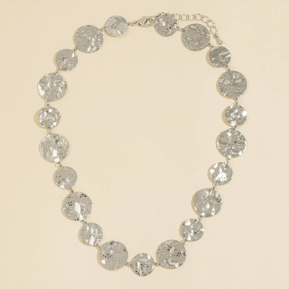 Hammered Coin Disc Station Necklace: GD