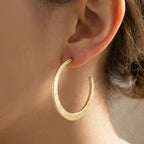 Bushed Texture Gold Hoop Earrings: GOLD