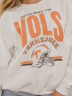 Tennessee Vols Established Date Helmet Thrifted Sweatshirt