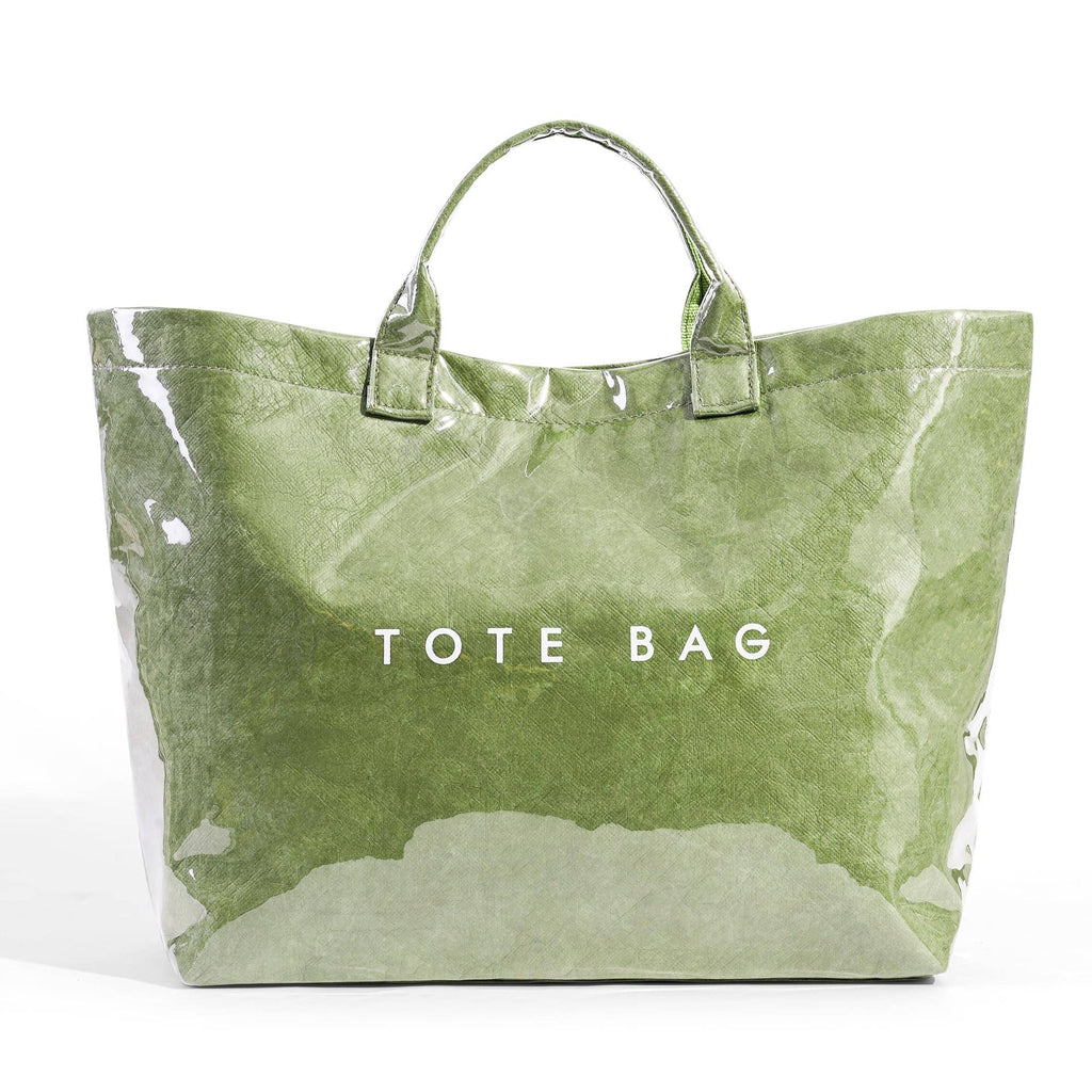 GREEN PVC Tote Bag for Women Clear Plastic Handbag Large Work