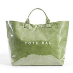 GREEN PVC Tote Bag for Women Clear Plastic Handbag Large Work