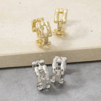 Chunky Chain Link Textured Huggie Hoop Earrings: GOLD