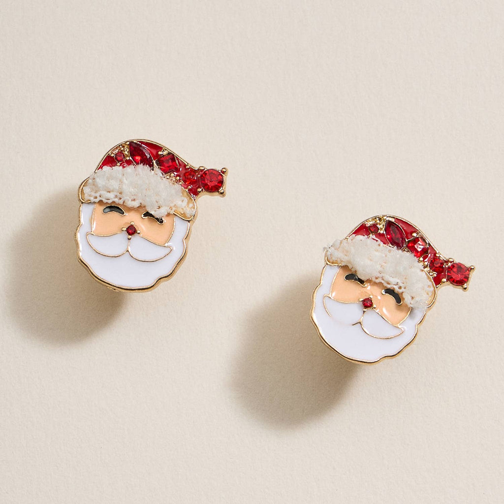 Christmas Santa Claus Stud Earrings: Red / One / 4BE32052