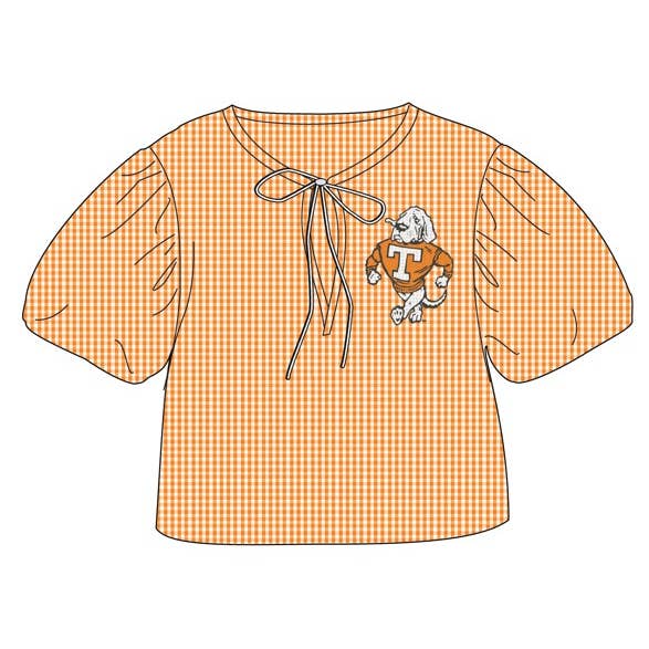 Tennessee Varsity Shine Tie Front Blouse