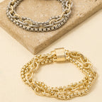 Assorted Chains Magnetic Lock Gold Plated Bracelet: GD
