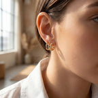 Gold Wide Layered Mini Hoop Earrings