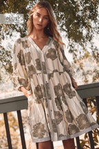 Plus SAGE Botanical Printed Pintuck Dress