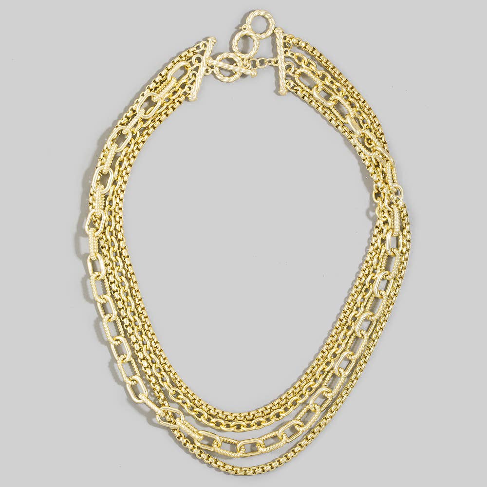 Layered Multi Strand Toggle Necklace: G