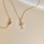 CRYSTAL CROSS NECKLACE | gold | diamond cross necklace