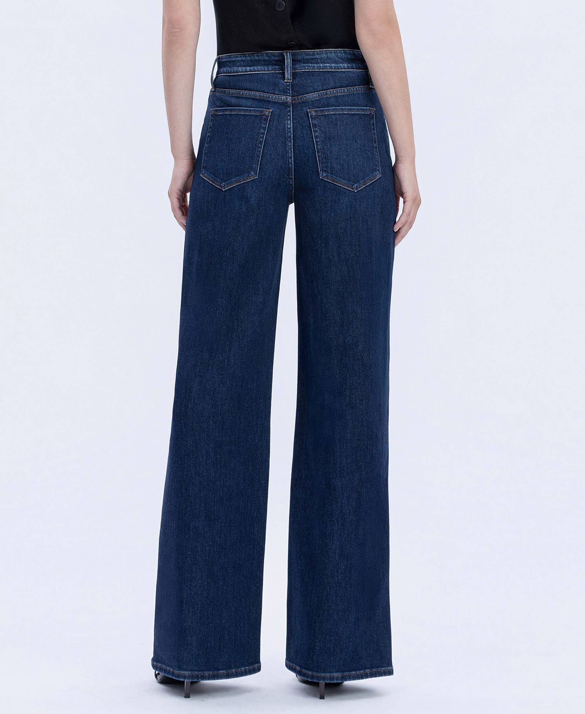 UPLIFTED JEWEL OLIVIA SUPER HIGH RISE FULL LENGTH DARK WASH WIDE JEANS