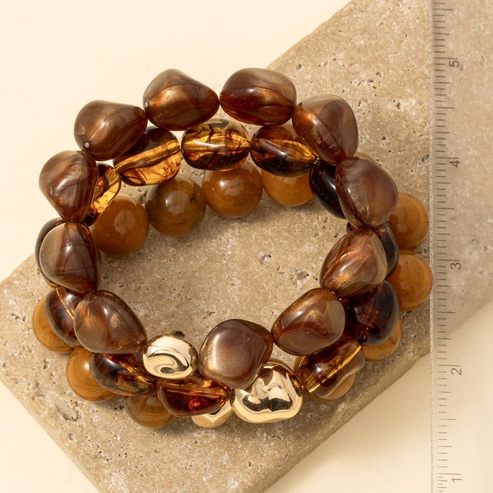 Metallic And Marble Acrylic Beads Bracelet: BR