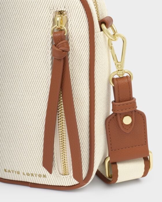 Hallie Canvas Small Crossbody Bag Cognac/Canvas/KATIE LOXTON
