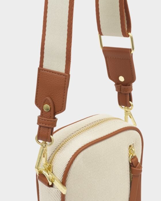Hallie Canvas Small Crossbody Bag Cognac/Canvas/KATIE LOXTON