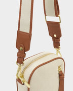 Hallie Canvas Small Crossbody Bag Cognac/Canvas/KATIE LOXTON